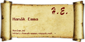 Hanák Emma névjegykártya